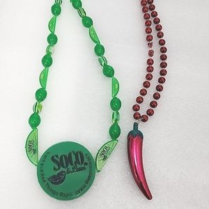 Southern Comfort and Red Chili Pepper Mardi Gras Necklaces